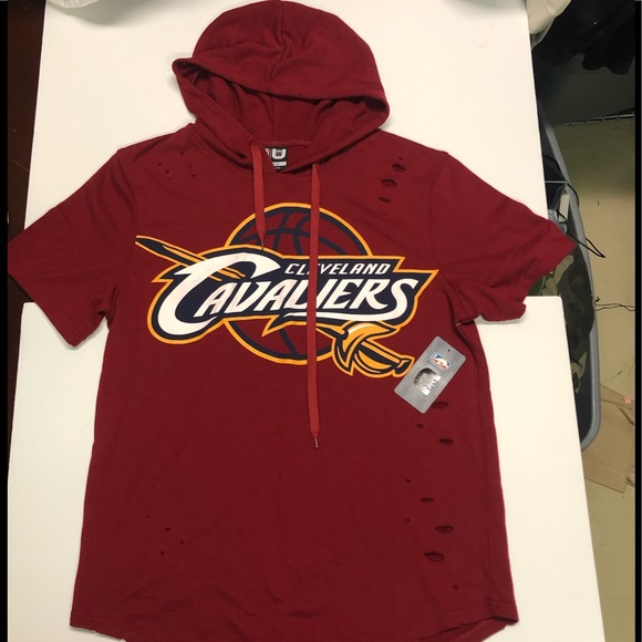 Nba Shirts Cleveland Cavaliers Short Sleeve Ripped Hoodie Poshmark